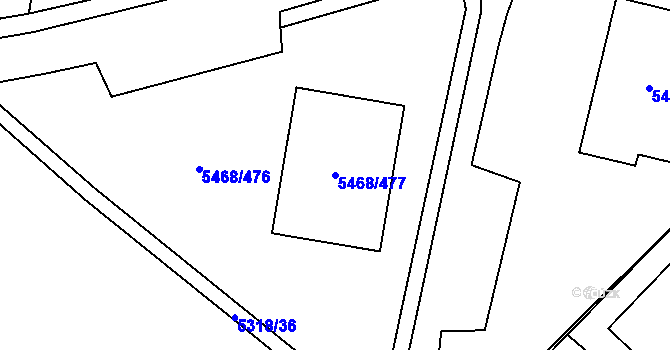 Parcela st. 5468/477 v KÚ Jihlava, Katastrální mapa