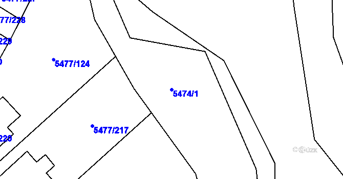 Parcela st. 5474/1 v KÚ Jihlava, Katastrální mapa