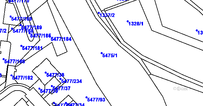 Parcela st. 5475/1 v KÚ Jihlava, Katastrální mapa