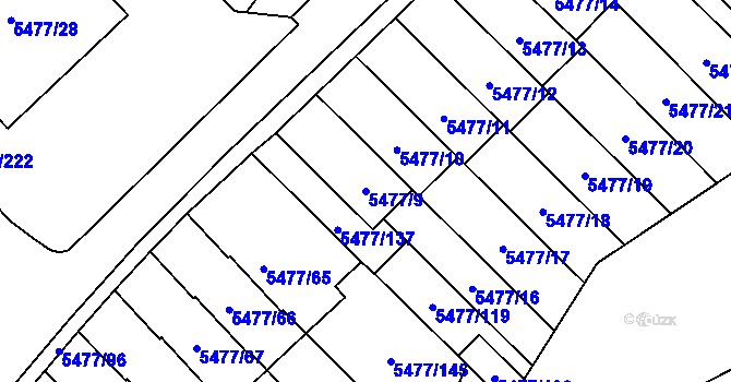 Parcela st. 5477/9 v KÚ Jihlava, Katastrální mapa