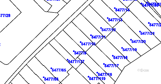 Parcela st. 5477/10 v KÚ Jihlava, Katastrální mapa