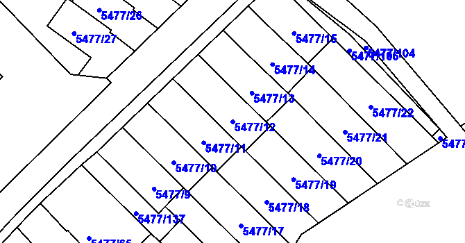 Parcela st. 5477/12 v KÚ Jihlava, Katastrální mapa