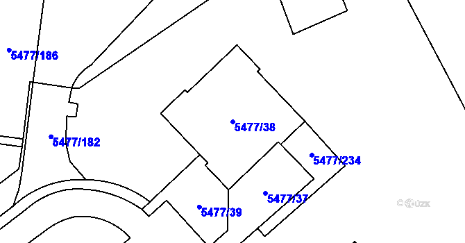 Parcela st. 5477/38 v KÚ Jihlava, Katastrální mapa