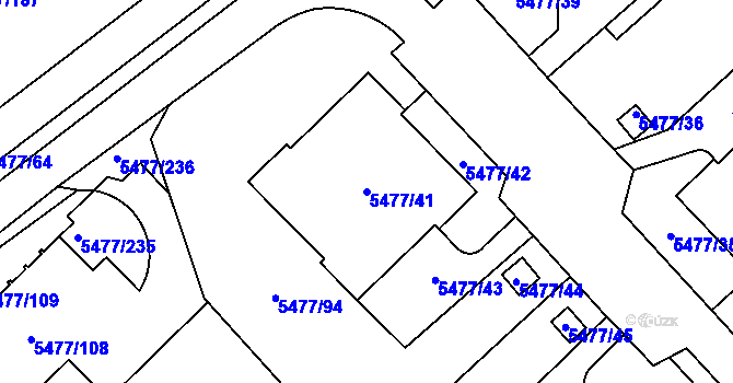 Parcela st. 5477/41 v KÚ Jihlava, Katastrální mapa