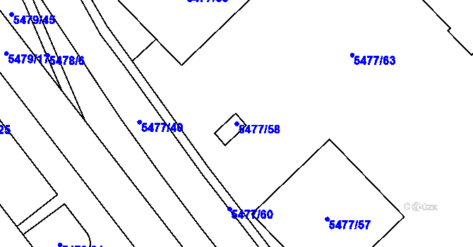 Parcela st. 5477/58 v KÚ Jihlava, Katastrální mapa