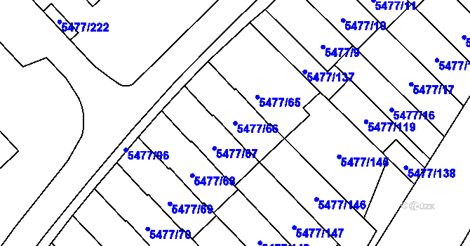 Parcela st. 5477/66 v KÚ Jihlava, Katastrální mapa