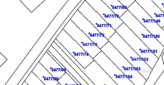 Parcela st. 5477/73 v KÚ Jihlava, Katastrální mapa