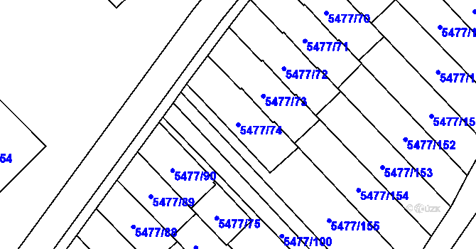 Parcela st. 5477/74 v KÚ Jihlava, Katastrální mapa