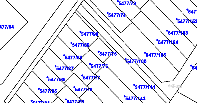 Parcela st. 5477/75 v KÚ Jihlava, Katastrální mapa