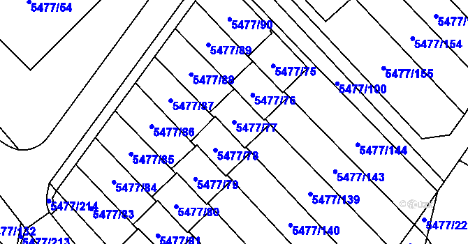 Parcela st. 5477/77 v KÚ Jihlava, Katastrální mapa