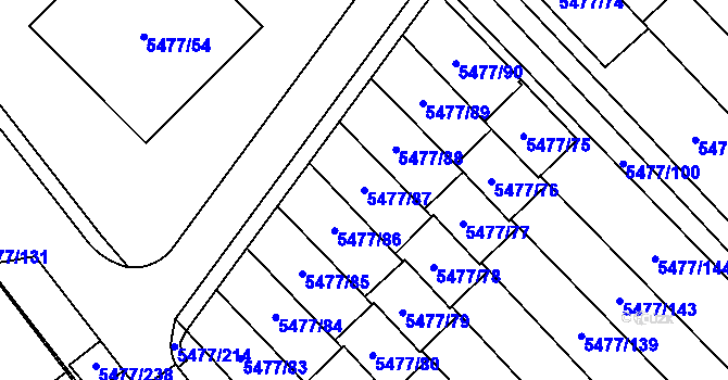 Parcela st. 5477/87 v KÚ Jihlava, Katastrální mapa