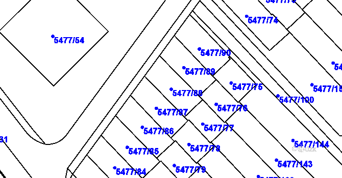 Parcela st. 5477/88 v KÚ Jihlava, Katastrální mapa