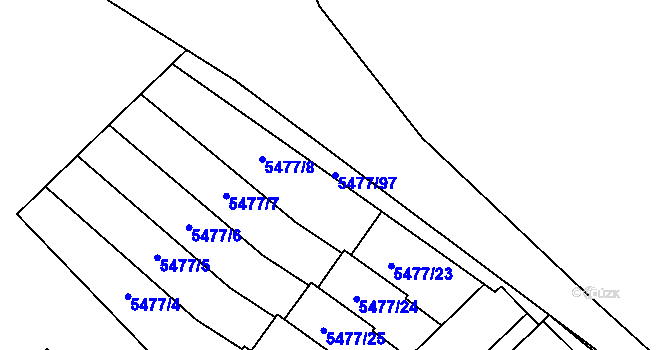 Parcela st. 5477/97 v KÚ Jihlava, Katastrální mapa