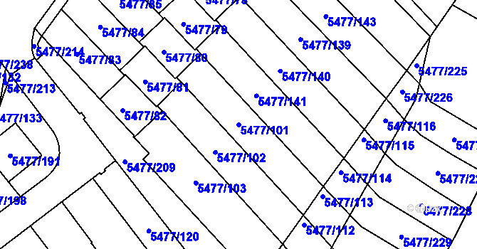 Parcela st. 5477/101 v KÚ Jihlava, Katastrální mapa