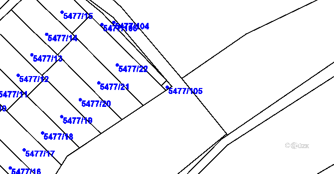 Parcela st. 5477/105 v KÚ Jihlava, Katastrální mapa