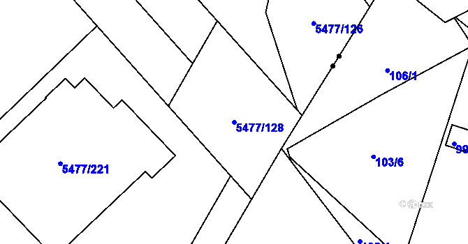 Parcela st. 5477/128 v KÚ Jihlava, Katastrální mapa