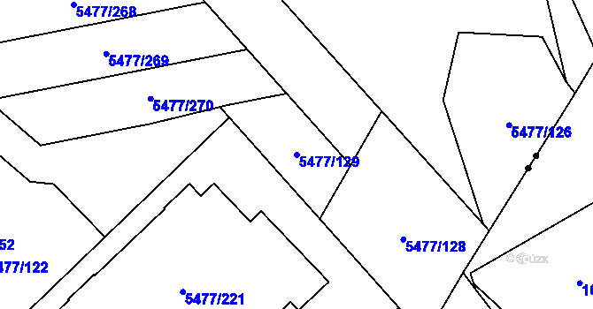 Parcela st. 5477/129 v KÚ Jihlava, Katastrální mapa