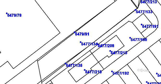 Parcela st. 5477/134 v KÚ Jihlava, Katastrální mapa