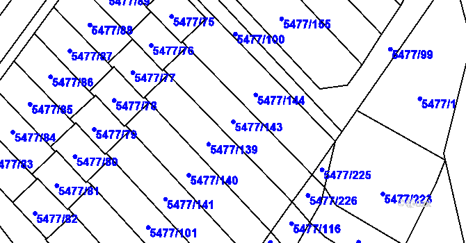 Parcela st. 5477/143 v KÚ Jihlava, Katastrální mapa