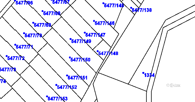 Parcela st. 5477/148 v KÚ Jihlava, Katastrální mapa
