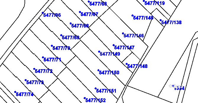 Parcela st. 5477/149 v KÚ Jihlava, Katastrální mapa