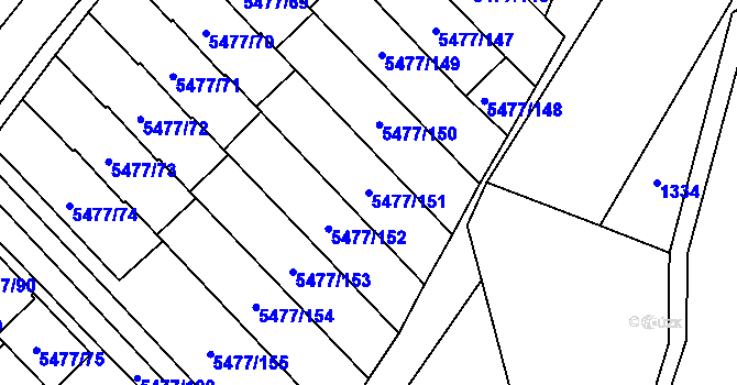 Parcela st. 5477/151 v KÚ Jihlava, Katastrální mapa