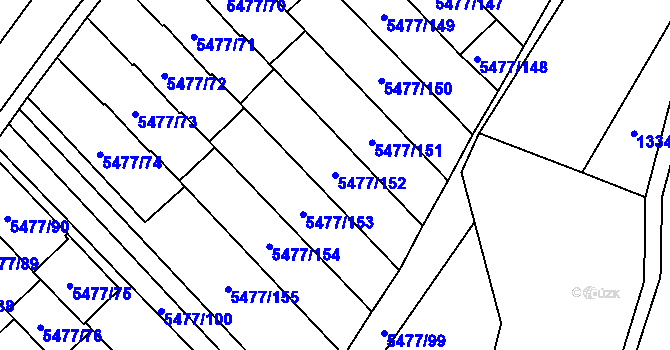 Parcela st. 5477/152 v KÚ Jihlava, Katastrální mapa
