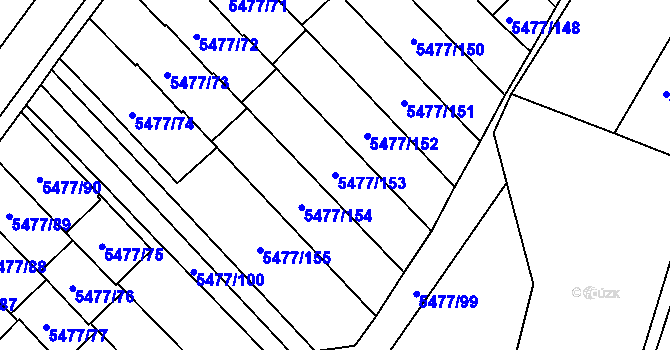 Parcela st. 5477/153 v KÚ Jihlava, Katastrální mapa