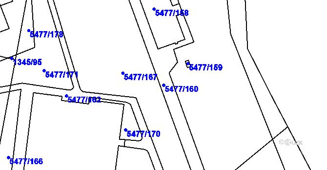 Parcela st. 5477/160 v KÚ Jihlava, Katastrální mapa