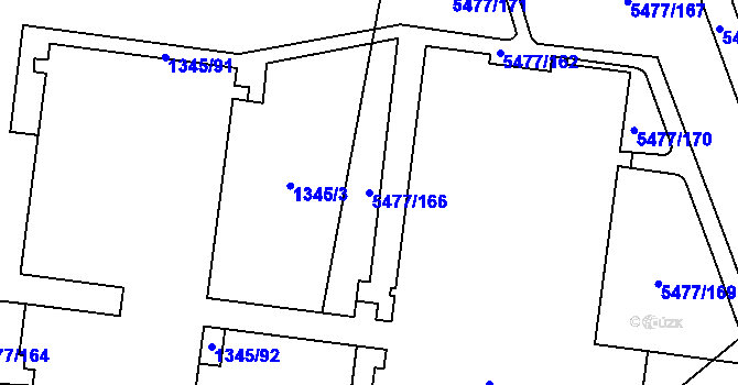 Parcela st. 5477/166 v KÚ Jihlava, Katastrální mapa