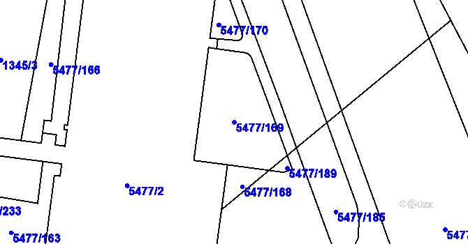Parcela st. 5477/169 v KÚ Jihlava, Katastrální mapa