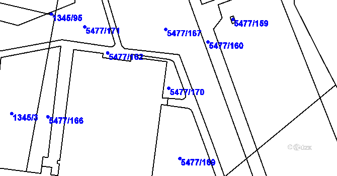Parcela st. 5477/170 v KÚ Jihlava, Katastrální mapa