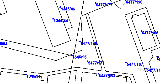 Parcela st. 5477/178 v KÚ Jihlava, Katastrální mapa