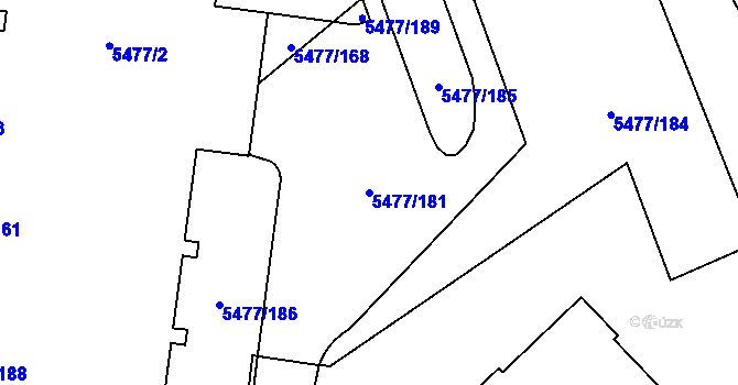 Parcela st. 5477/181 v KÚ Jihlava, Katastrální mapa