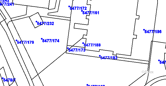 Parcela st. 5477/188 v KÚ Jihlava, Katastrální mapa