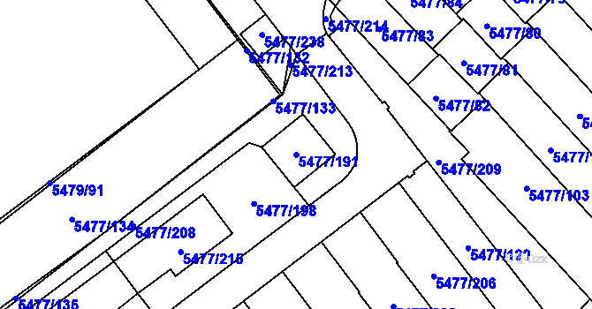 Parcela st. 5477/191 v KÚ Jihlava, Katastrální mapa