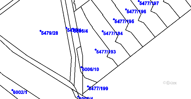 Parcela st. 5477/193 v KÚ Jihlava, Katastrální mapa
