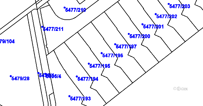 Parcela st. 5477/196 v KÚ Jihlava, Katastrální mapa