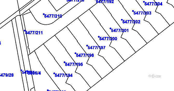 Parcela st. 5477/197 v KÚ Jihlava, Katastrální mapa