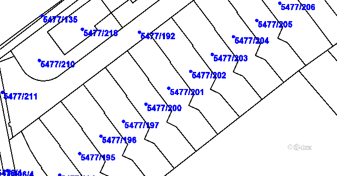 Parcela st. 5477/201 v KÚ Jihlava, Katastrální mapa