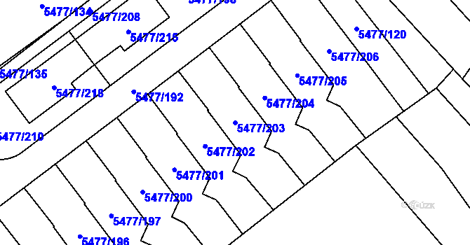 Parcela st. 5477/203 v KÚ Jihlava, Katastrální mapa