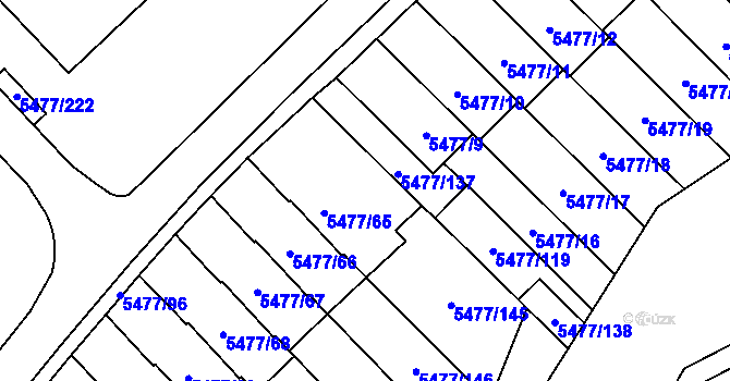 Parcela st. 5477/207 v KÚ Jihlava, Katastrální mapa