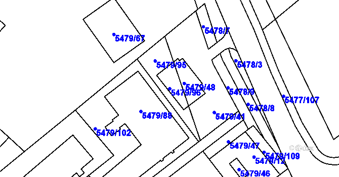 Parcela st. 5479/96 v KÚ Jihlava, Katastrální mapa