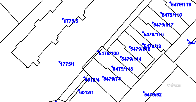 Parcela st. 5479/100 v KÚ Jihlava, Katastrální mapa