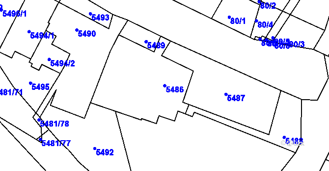 Parcela st. 5486 v KÚ Jihlava, Katastrální mapa