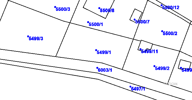 Parcela st. 5499/1 v KÚ Jihlava, Katastrální mapa