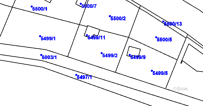 Parcela st. 5499/2 v KÚ Jihlava, Katastrální mapa