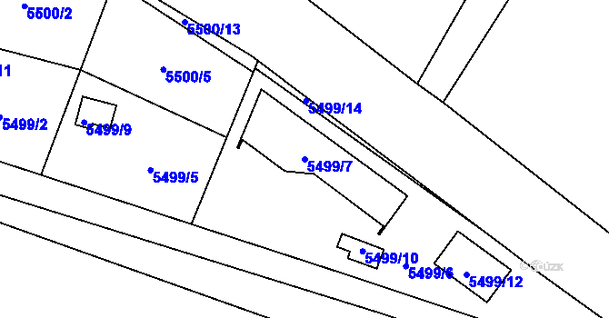 Parcela st. 5499/7 v KÚ Jihlava, Katastrální mapa