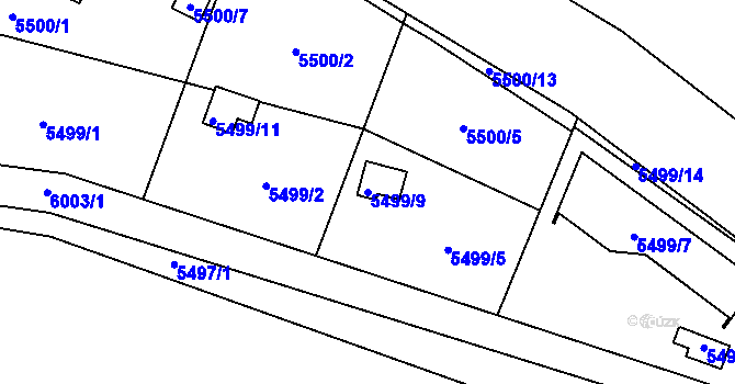 Parcela st. 5499/9 v KÚ Jihlava, Katastrální mapa