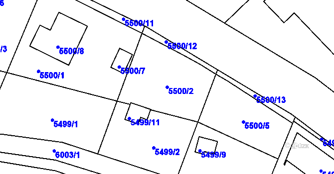 Parcela st. 5500/2 v KÚ Jihlava, Katastrální mapa